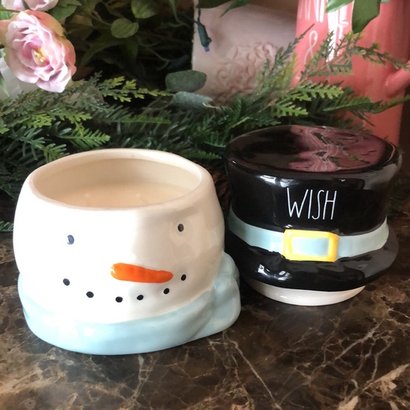 Rae Dunn WISH Snowman Candle (XL), midnight snow scent - Picture 2 of 5